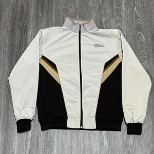 O'Neill Track Jacket Womens Large Beige Sweater Full Zipper Closure Pockets Surf